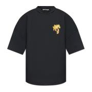 T-shirt met bedrukt logo Palm Angels , Black , Heren