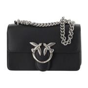 Leren Love Bird Flap Tas Pinko , Black , Dames