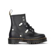 Stud Smooth Zwart Leren Enkellaarzen Dr. Martens , Black , Dames