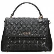 Zwarte Flap Tas met Logo Print Guess , Black , Dames