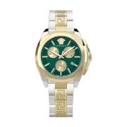 Chrono Lady Bicolor Groene Horloge Versace , Yellow , Dames