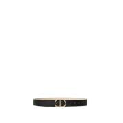 Omkeerbare Leren Riem met Ovaal T-Gesp Twinset , Black , Dames