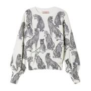 Jaguar Print Sweater White Twinset , White , Dames