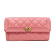 Pre-owned Leather wallets Chanel Vintage , Pink , Dames