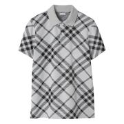 Check Jacquard Polo Shirt Slim Fit Burberry , Gray , Heren