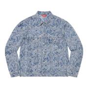 Jacquard Denim Trucker Jacket Blauw Supreme , Blue , Heren