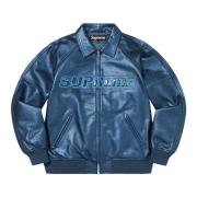 Zilveren Surfer Leren Varsity Jack Blauw Supreme , Blue , Heren