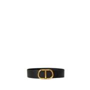 Zwart Oval T Gesp Riem Twinset , Black , Dames