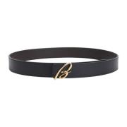 Zwart Koffie Leren Riem Brioni , Black , Heren