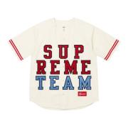 Beperkte oplage Denim Baseball Jersey Supreme , White , Heren