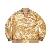 Gouden Satijnen Varsity Jack Beperkte Oplage Supreme , Yellow , Heren