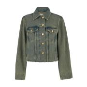 Groene Denimjas Overdyed Heavy Ganni , Green , Dames