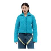 Chenille Cardigan met Spreidkraag JW Anderson , Blue , Dames