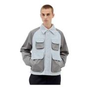 Seersucker Panel Field Jacket Thom Browne , Gray , Heren