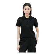 Katoenen Piquet Logo Patch Polo Shirt Moncler , Black , Dames