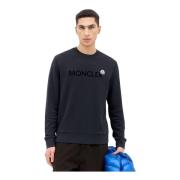 Katoenen Jersey Logo Patch Sweatshirt Moncler , Blue , Heren