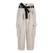 Geverfde Gabardi Broek Pinko , White , Dames