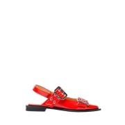 Glanzende gesp ballerina flats Ganni , Red , Dames