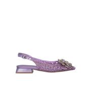 Rhinestone raffia platte schoenen Alma EN Pena , Purple , Dames