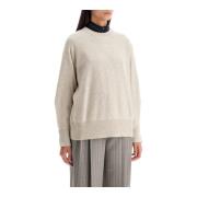 Geribbelde Cashmere Boxy Pullover Brunello Cucinelli , Beige , Dames