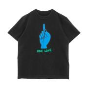 Zwarte One Love T-shirt Sacai , Black , Heren