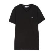 Zwarte T-shirts en Polos met Logo Calvin Klein , Black , Heren