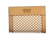 Elegante bruine compacte portemonnee met veilige sluiting Guess , Brow...