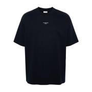 Blauw Jersey Logo Print T-shirt Drole de Monsieur , Blue , Heren