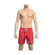 Rode zwemshorts met speelse print Bikkembergs , Red , Heren