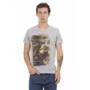 Elegant grijs V-hals T-shirt Trussardi , Gray , Heren