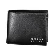 Zwarte Leren Portemonnee Stijlvol Ontwerp Guess , Black , Heren