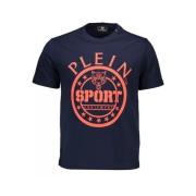 Blauw Katoenen T-shirt met Prints Plein Sport , Blue , Heren