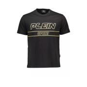 Eenvoudig Katoenen T-shirt Plein Sport , Black , Heren