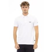 Elegante geborduurde zwarte katoenen polo Baldinini , White , Heren