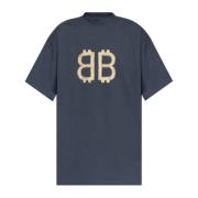 T-shirt met logo Balenciaga , Gray , Heren