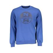 Blauw Crewneck Sweatshirt met Logo Print North Sails , Blue , Heren