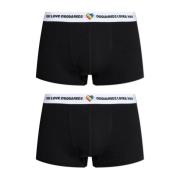 Twee-pack boxershorts met logo Dsquared2 , Black , Heren