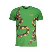 Gedrukt Logo Ronde Hals T-Shirt Cavalli Class , Green , Heren