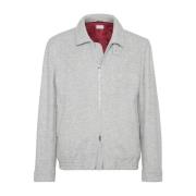 Herringbone Wol-Zijde Jas Brunello Cucinelli , Gray , Heren