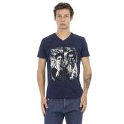 Stijlvol V-hals T-shirt Blauw Trussardi , Blue , Heren