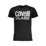 Zwart T-shirt met Logo Print Cavalli Class , Black , Heren