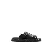 Leren Slides Alexander McQueen , Black , Dames