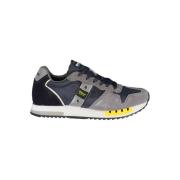 Blauwe Contrast Sneakers: Verhoog Je Stap Blauer , Multicolor , Heren