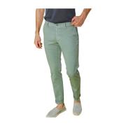 Stretch Satin Chino Broek Regular Fit Mason's , Green , Heren