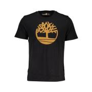 Zwart T-shirt met logo print Timberland , Black , Heren