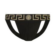 Zwarte Griekse Rand Jock Strap Versace , Black , Heren