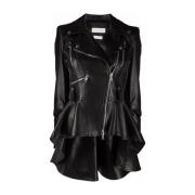 Zwarte Biker Peplum Jas Alexander McQueen , Black , Dames