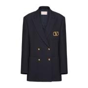 Blauwe VLogo Signature Blazer Jas Valentino Garavani , Blue , Dames