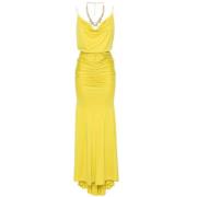 Gele Jerseyjurk met Cowl Neck Elisabetta Franchi , Yellow , Dames