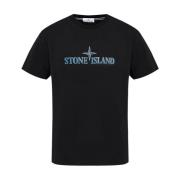 Zwarte Katoenen Jersey Slim Fit Tee Stone Island , Black , Heren